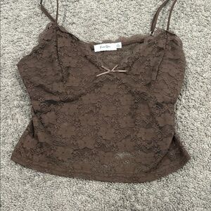 Brown Lace Crop Top